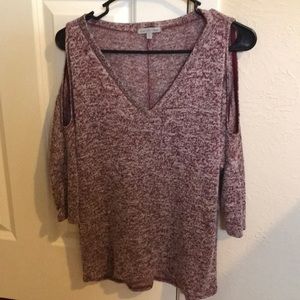Charlotte Russe, S, red shoulder cut out sweater